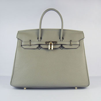 Hermes Birkin 35Cm Togo Leather Handbags Dark Grey Gold